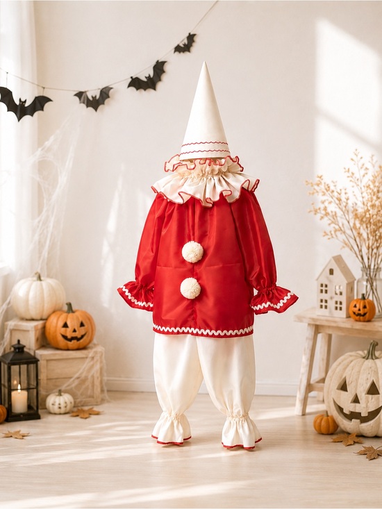 Other - Pierrot Clown Halloween Costume vintage style cream and red  NWOT